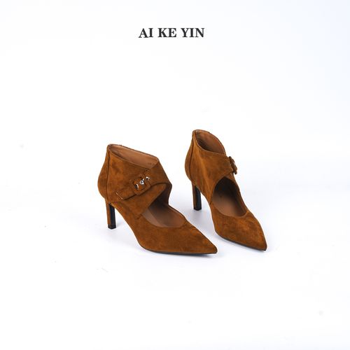 【艾珂茵】秋冬新款尖头细跟一字带时装高跟鞋气质百搭时尚女款主图