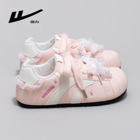 回力小白鞋女2026春季新款粉色芭蕾风德训鞋蝴蝶结百搭休闲板鞋子