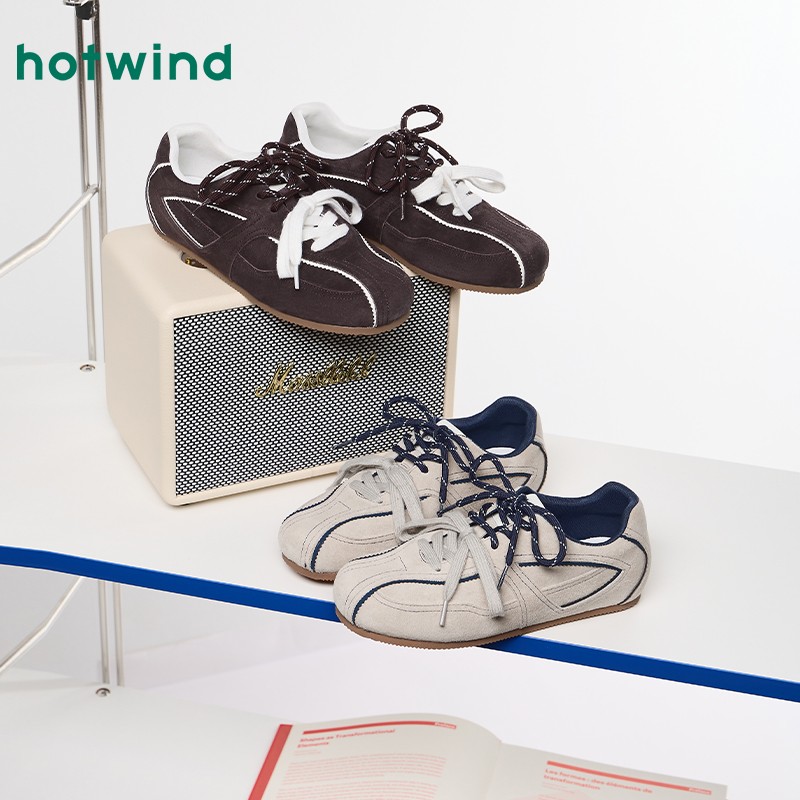 热风2026年春季复古德训户外运动慢跑鞋新款女士休闲鞋H11W26547主图