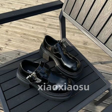 小小苏厚底玛丽珍鞋时尚鞋TJ秀休闲百搭厚底乐福鞋黑色：XDXG21