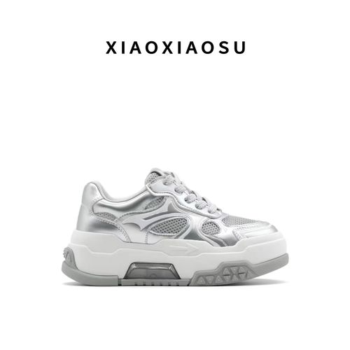 小小苏网面透气真皮气垫小白鞋百搭夏季时尚经典轻奢系带；XDXAD02主图