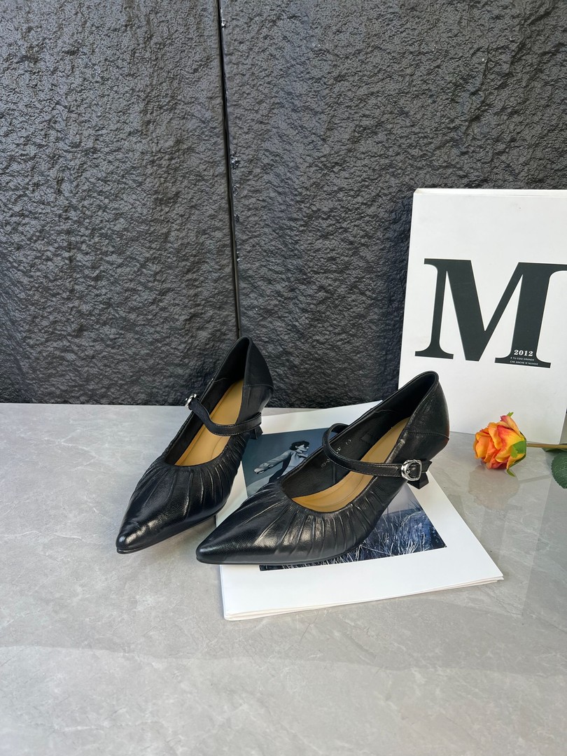 羊皮4公分/2025春秋中跟真皮浅口单鞋女士尖头气质朋克风273主图