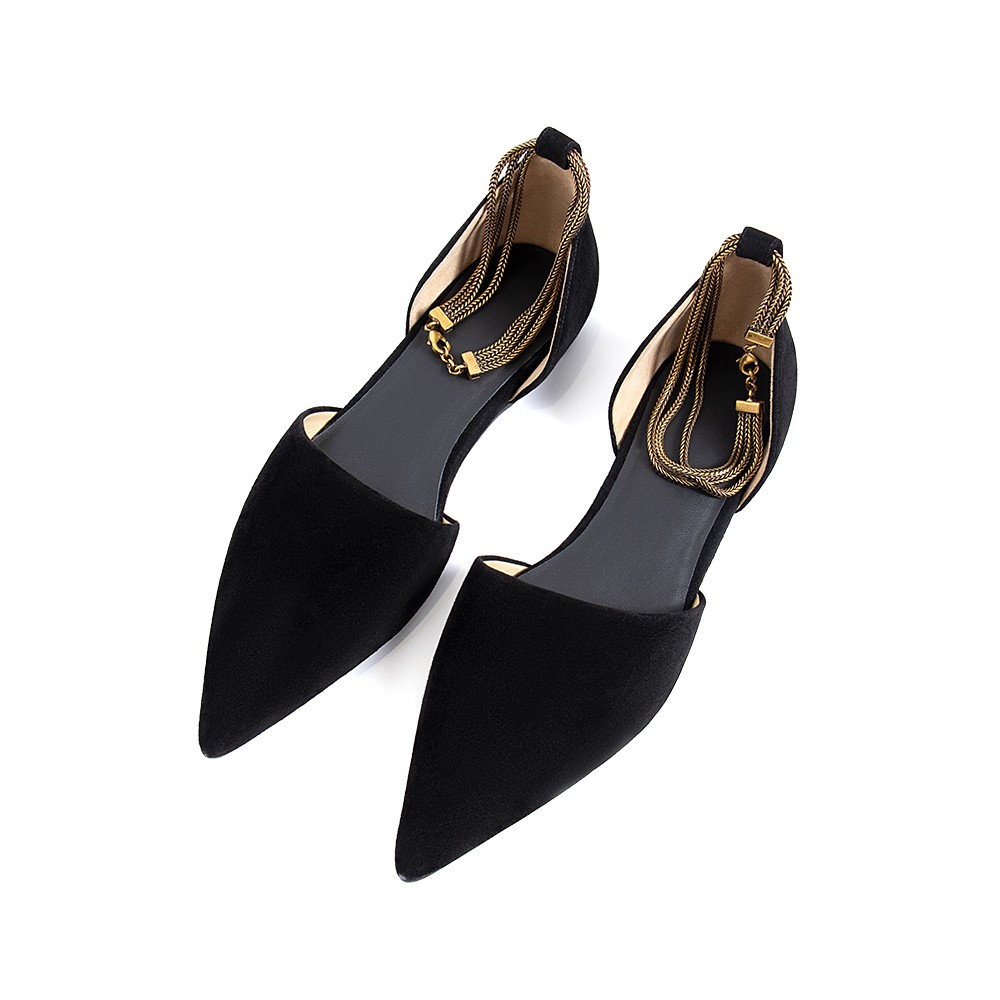 蚕贵妃/“法式轻奢”平底链条气质优雅尖头鞋/S5583主图