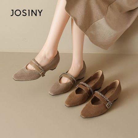 卓诗尼法式优雅单鞋女2026新款春季平底玛丽珍鞋方头不累脚百搭