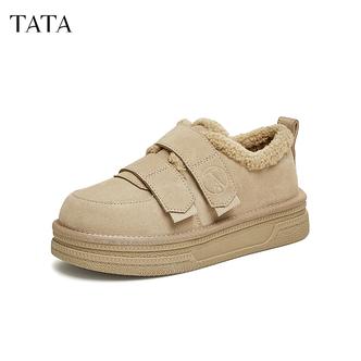 TATA他她加绒厚底毛毛鞋外穿女鞋冬保暖棉鞋雪地靴2024新CGH01DM4主图