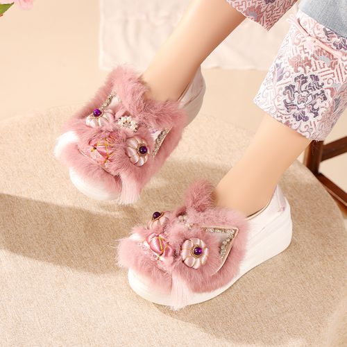 虎头鞋女成人非遗手工布鞋配旗袍厚底单鞋民族风增高新中式绣花鞋主图