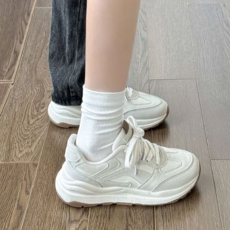 鮀品运动鞋女款2025新款秋冬加绒二棉鞋厚底老爹鞋百搭学生休闲鞋