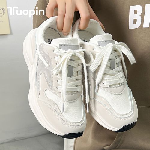 鮀品运动鞋女款2025新款秋冬季加绒二棉鞋老爹鞋百搭厚底阿甘鞋子主图