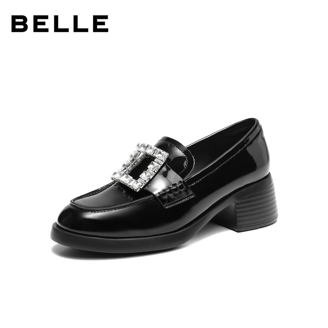 百丽璀璨乐福水扣方钻乐福鞋女2026春新质感真皮通勤单鞋B3084AM6主图