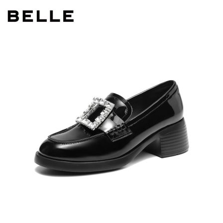 百丽璀璨乐福水扣方钻乐福鞋女2026春新质感真皮通勤单鞋B3084AM6