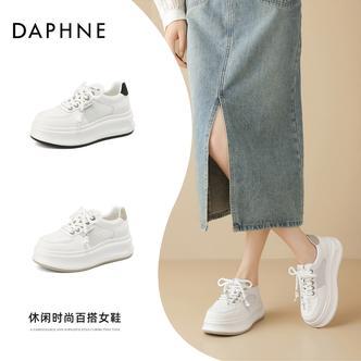 达芙妮韩版爆款学生板鞋夏季小众透气潮流厚底系带时尚百搭休闲鞋