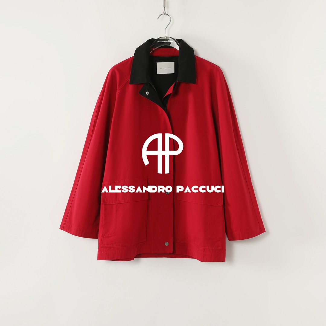 AP洛哥53157WT【限量/赤焰】棉质红+黑撞色翻领时尚休闲外套主图