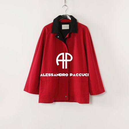 AP洛哥53157WT【限量/赤焰】棉质红+黑撞色翻领时尚休闲外套