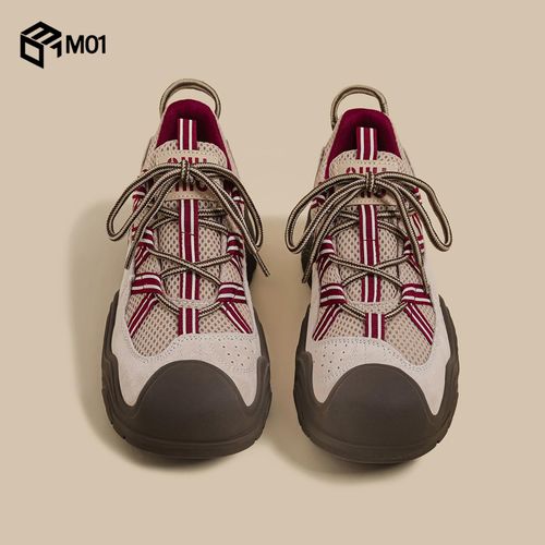 M01秋冬季新款厚底老爹鞋女红色炸街机能风运动慢跑步休闲阿甘鞋主图