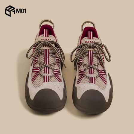 M01秋冬季新款厚底老爹鞋女红色炸街机能风运动慢跑步休闲阿甘鞋