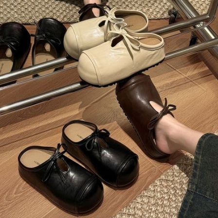 贾不假包头半拖鞋女款2026新款秋冬超火超美高级感爆款增高皮拖鞋