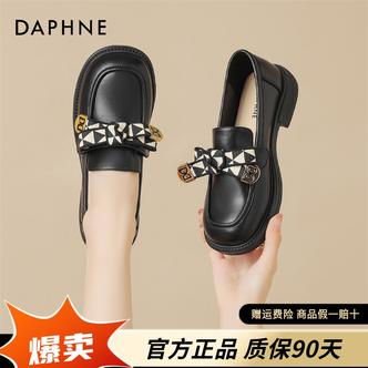 Daphne/达芙妮乐福鞋子2025春季新款黑色单鞋工作软底小皮鞋子女主图