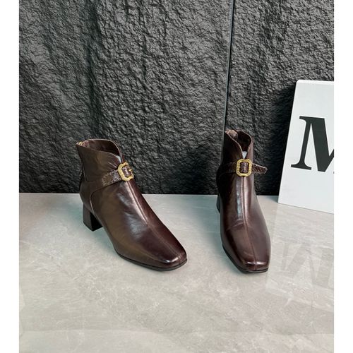 小卿~羊皮4公分/秋冬真皮粗跟短靴06-813主图