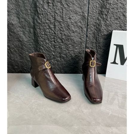 小卿~羊皮4公分/秋冬真皮粗跟短靴06-813