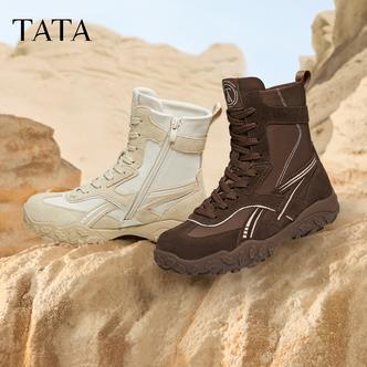 TATA他她2025冬新款商场同款休闲运动复古阿甘鞋短靴女鞋GPD03DD5