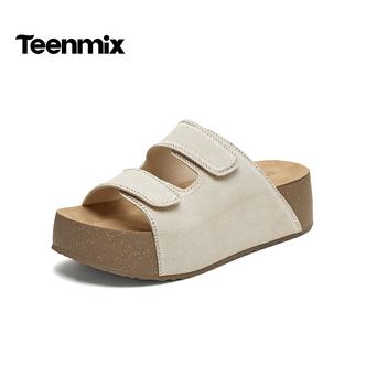 天美意2026夏新款商场同款厚底拖鞋舒适露趾女勃肯鞋BM881BT6主图