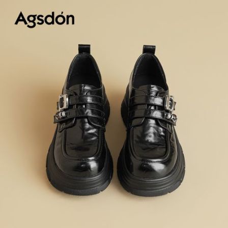 奥古狮登厚底乐福鞋女2026新款春季7cm高跟不累脚小皮鞋英伦单鞋