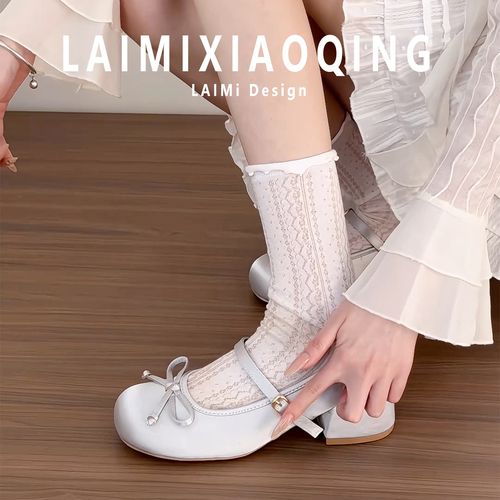 加宽版~法式复古仙女风圆头大码小香风鞋子玛丽珍蝶结单鞋配裙子主图