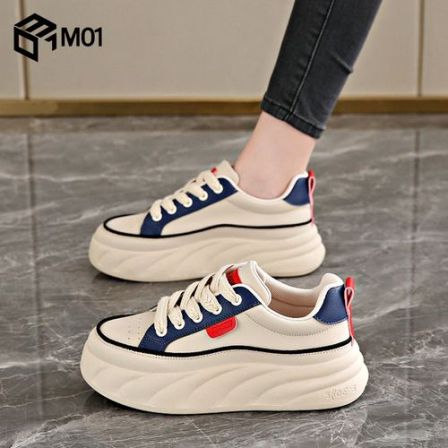 M01防水女鞋2026新款春季防滑休闲运动鞋厚底松糕板鞋百搭小白鞋
