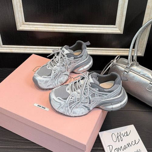 歌诗茵真皮老爹鞋女2026春季新款网面透气休闲鞋百搭厚底运动潮鞋主图