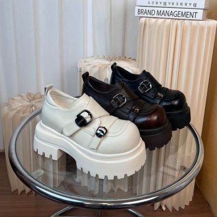 2026英伦风厚底小皮鞋女复古通勤单鞋内增高乐福女休闲鞋8151