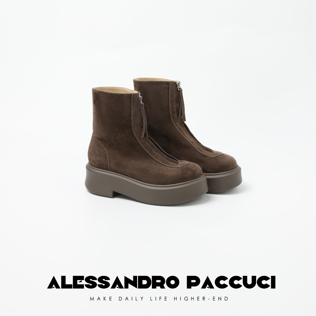 AP 洛哥25025X头层高丝光羊皮反绒厚底拉链时尚百搭马丁靴高帮鞋主图