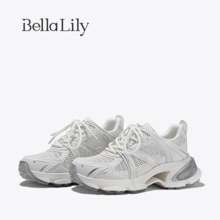 BellaLily夏季新款透气老爹鞋女厚底增高鞋轻盈舒适休闲鞋子