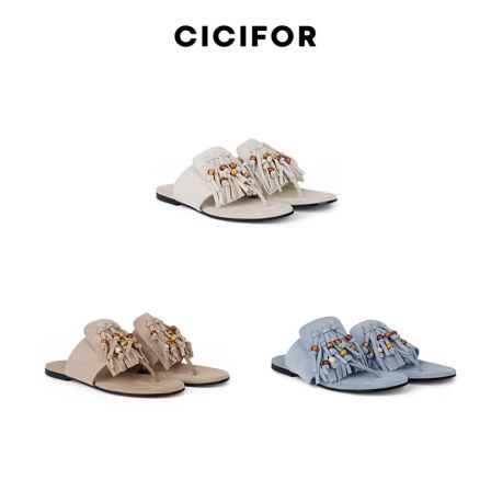 CICIFOR仙女风夏季法式流苏一字拖经典拖鞋女鞋舒适波西米亚风