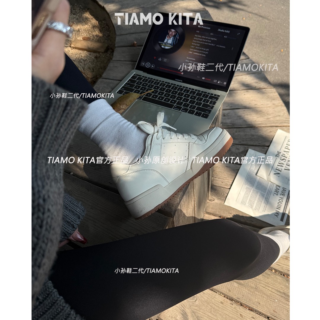 【KITA 6cm~CL系棕底小白】四季款2026春节新款休闲小白鞋女73-1106主图