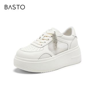 百思图2026夏季新款商场同款小白鞋时髦透气休闲女鞋BJ156BM6主图