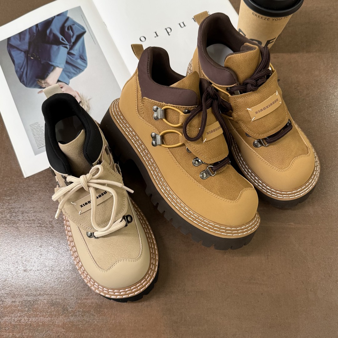 小小苏系带港风女缝制马丁靴复古高帮复古工装风;ECX55417主图