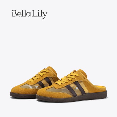 BellaLily夏季新款ins潮流德训鞋女半托鞋网纱透气包头拖鞋主图