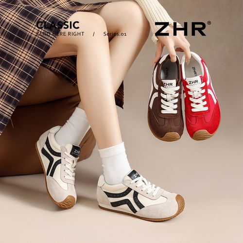 【则则/ZHR】猪剖层皮革 跟高1.5CM 复古Y头德训鞋IW05 三色可选主图
