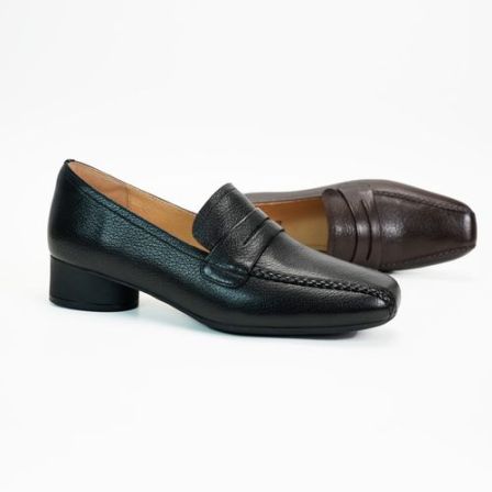 舒适纯色奶奶鞋女鞋深口方头皮鞋春季粗跟乐福鞋单鞋秋季鞋