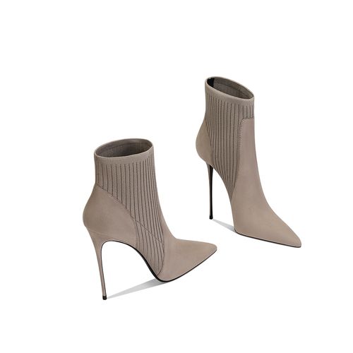 中筒靴子女2026爆款洋气百搭流行卡其色袜靴不累脚小个子高跟鞋主图