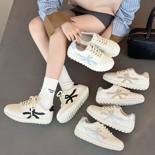 漫斯贝尔真皮防滑耐磨橡胶底3㎝轻便舒适软绵百搭休闲运动小白鞋主图