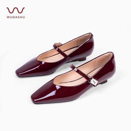 【WUDASHU】尖头一字带单鞋玛丽珍浅口内增高透气法式复古百搭