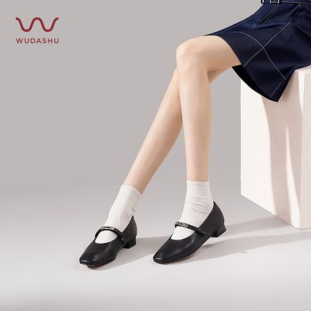 【WUDASHU护趾棉】圆头法式高级感气质真皮低跟单鞋休闲日常玛丽珍