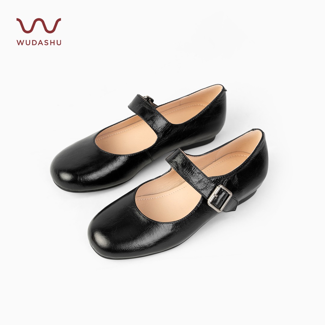 【WUDASHU护趾棉】玛丽珍鞋纯色复古单鞋浅口皮鞋圆头穆勒鞋主图