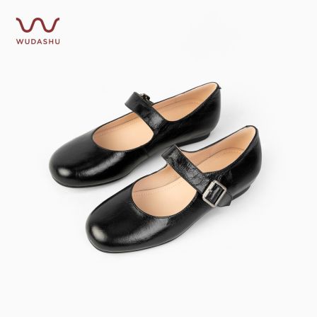 【WUDASHU护趾棉】玛丽珍鞋纯色复古单鞋浅口皮鞋圆头穆勒鞋