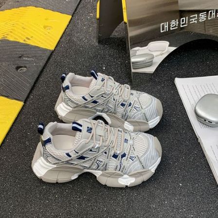 爆款绑带厚底老爹鞋女款2026春季新款轻便透气网面运动鞋休闲鞋