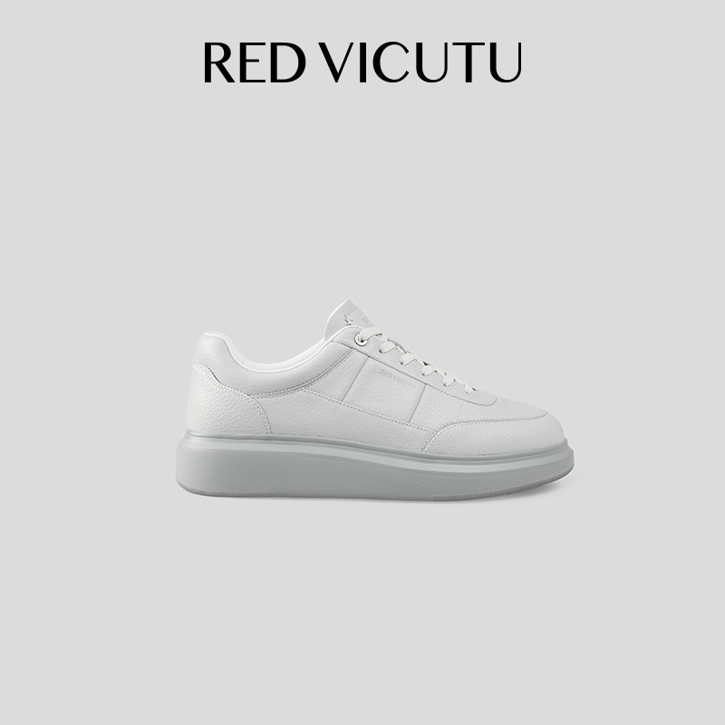 RED VICUTU威可多男士白色荔枝纹休闲鞋轻盈舒透时尚百搭休闲板鞋主图