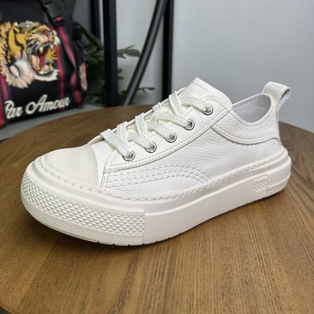 头层牛皮小白鞋男士韩版百搭透气休闲鞋春季真皮低帮鞋时尚潮男鞋