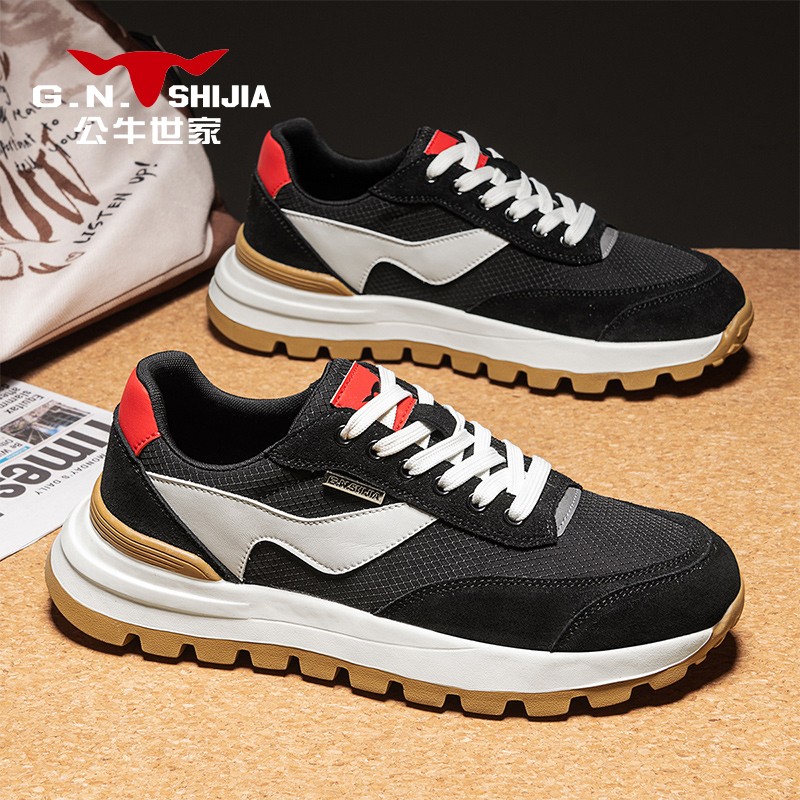 公牛世家男鞋2025新款夏季透气潮流运动鞋男复古阿甘鞋子男款主图