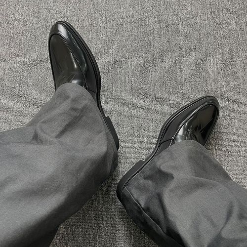 乐福鞋男尖头荆棘一脚蹬皮鞋潮款通勤英伦风休闲男厚底增高德比鞋主图